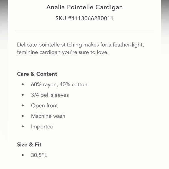Anthropologie Analia Pointelle Cardigan - Size Small - EUC! - Picture 4 of 8